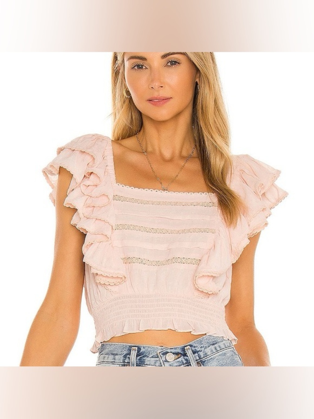 Tularosa Ruffle Smocked Crop Top - Picture 2 of 5